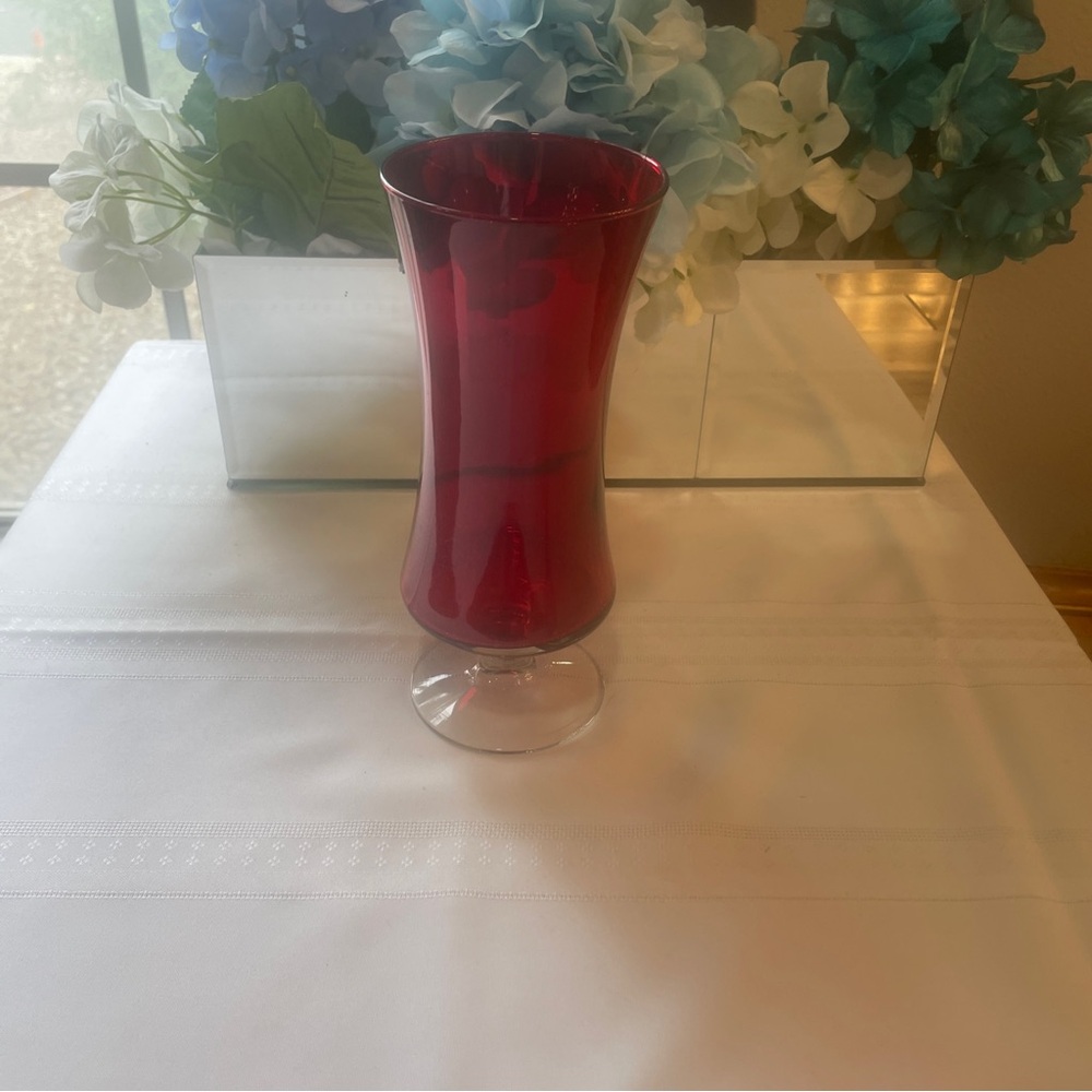 Vintage Ruby Red Cylinder Vase